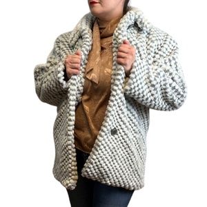 Checker Faux Fur Jacket- Grey and White